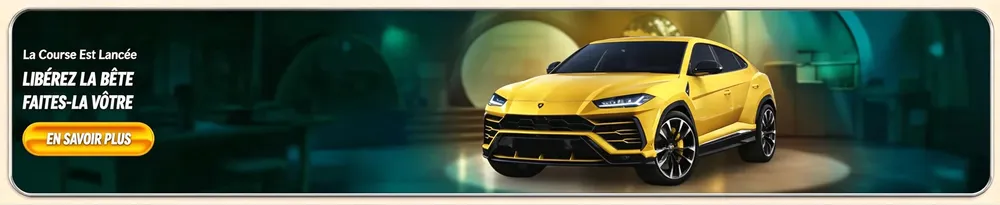 Bannière promotionnelle de SUV de luxe "Unleash the Beast" Vegasino